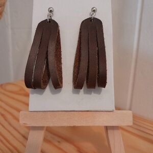 Brown Leather Earrings